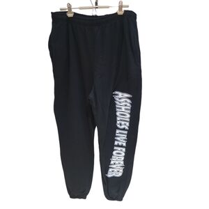NWT Assholes Live Forever Black Joggers Size 2XL With White Logo Pockets ALF